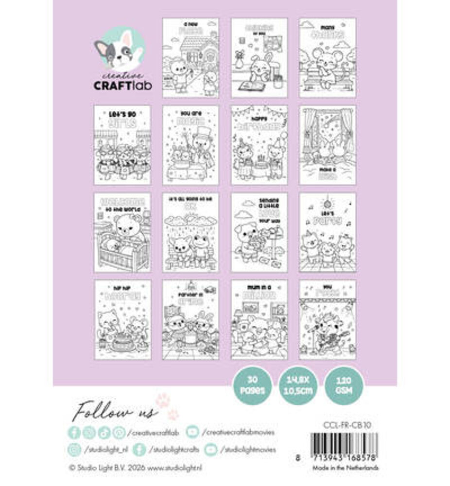 Creative Craftlab PRE-ORDER Friendz Cuties A6 Cozy & Cute Colouring Book (CCL-FR-CB10)