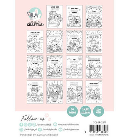 Creative Craftlab PRE-ORDER Cozy Friendz Cuties A6 Cozy & Cute Colouring Book (CCL-FR-CB11)