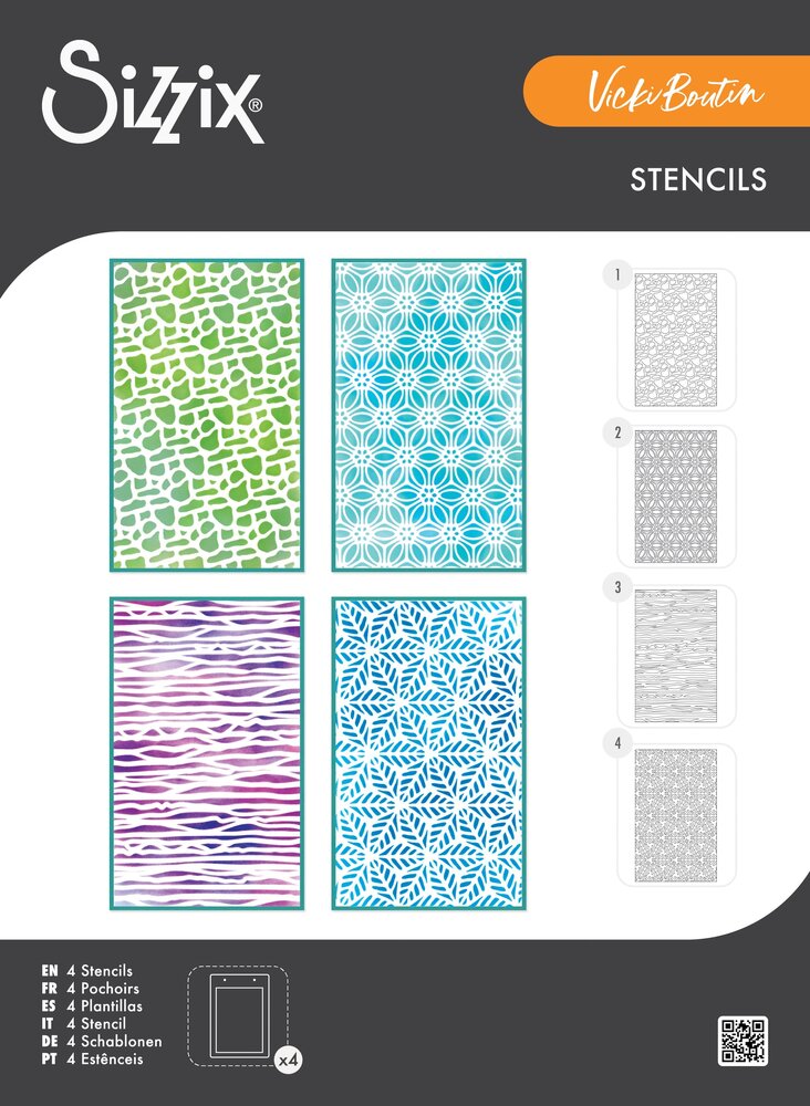 Sizzix PRE-ORDER Vicki Boutin A5 Stencils Background Textures (667083)