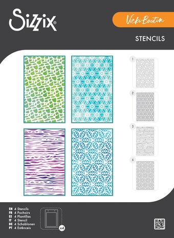 Sizzix PRE-ORDER Vicki Boutin A5 Stencils Background Textures (667083)