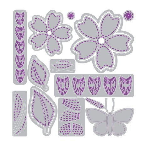 Sizzix PRE-ORDER Vicki Boutin Thinlits Die Set Stitched Floral (667164)