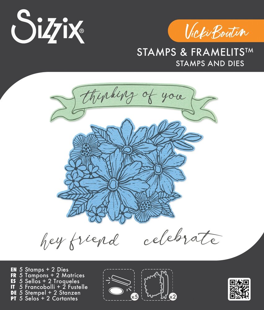Sizzix PRE-ORDER Vicki Boutin Clear Stamps with Framelits Floral Bouquet (667082)