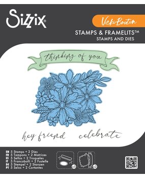 Sizzix Vicki Boutin Clear Stamps with Framelits Floral Bouquet (667082)