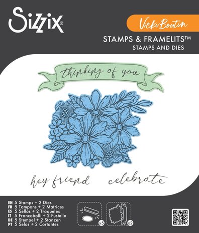 Sizzix PRE-ORDER Vicki Boutin Clear Stamps with Framelits Floral Bouquet (667082)