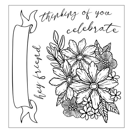 Sizzix PRE-ORDER Vicki Boutin Clear Stamps with Framelits Floral Bouquet (667082)
