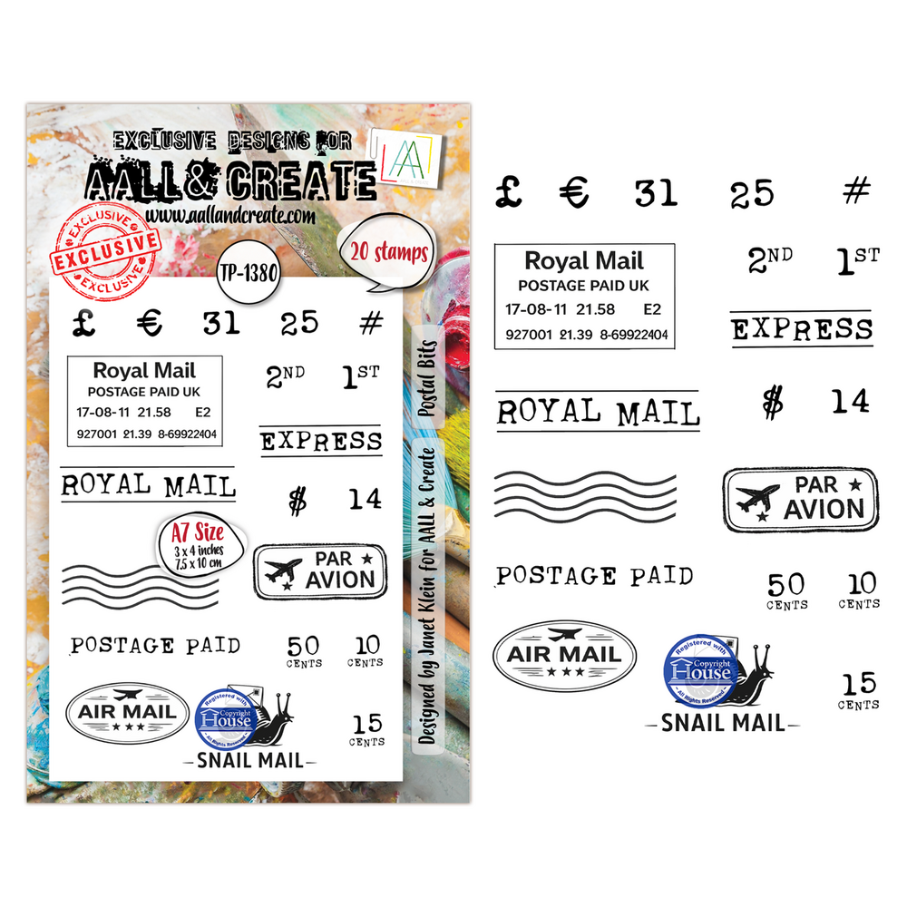 AALL and Create Clear Stamp Set A7 Postal Bits (AALL-TP-1380)