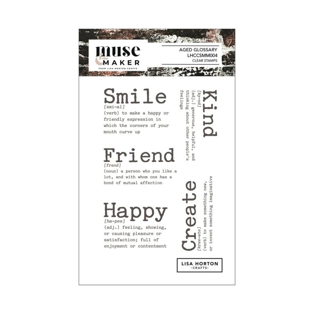 Lisa Horton Crafts Muse & Maker A6 Clear Stamp Set Aged Glossary (LHCCSMM004)