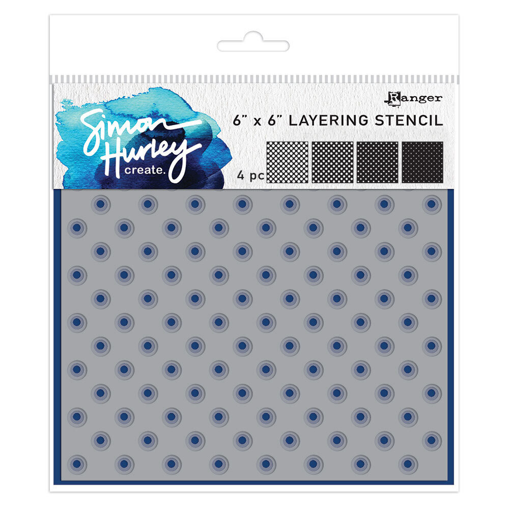 Simon Hurley Create PRE-ORDER Polka Dots 6x6 Inch Layering Stencils (HUS94159)