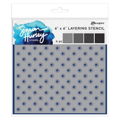 Simon Hurley Create PRE-ORDER Polka Dots 6x6 Inch Layering Stencils (HUS94159)