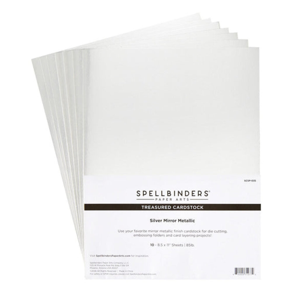 Spellbinders PRE-ORDER Treasured Cardstock 8.5x11 Inch Silver Mirror Metallic (SCSP-035)