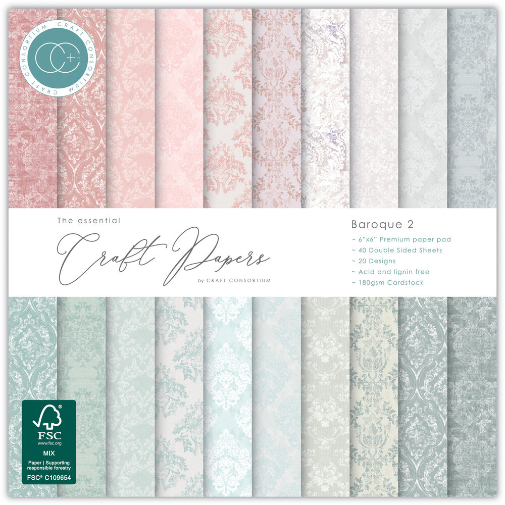 Craft Consortium PRE-ORDER Essential Craft Papers 6x6 Inch Paper Pad Baroque 2 (CCEPAD039B)