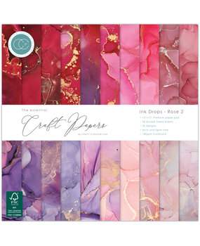 Craft Consortium Essential Craft Papers 12x12 Inch Paper Pad Ink Drops Rose 2 (CCEPAD040)