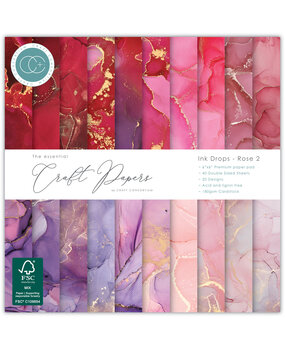 Craft Consortium PRE-ORDER Essential Craft Papers 6x6 Inch Paper Pad Ink Drops Rose 2 (CCEPAD040B)