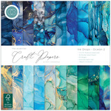 Craft Consortium PRE-ORDER Essential Craft Papers 12x12 Inch Paper Pad Ink Drops Ocean 2 (CCEPAD041)