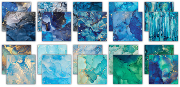 Craft Consortium PRE-ORDER Essential Craft Papers 12x12 Inch Paper Pad Ink Drops Ocean 2 (CCEPAD041)