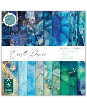 Craft Consortium PRE-ORDER Essential Craft Papers 6x6 Inch Paper Pad Ink Drops Ocean 2 (CCEPAD041B)