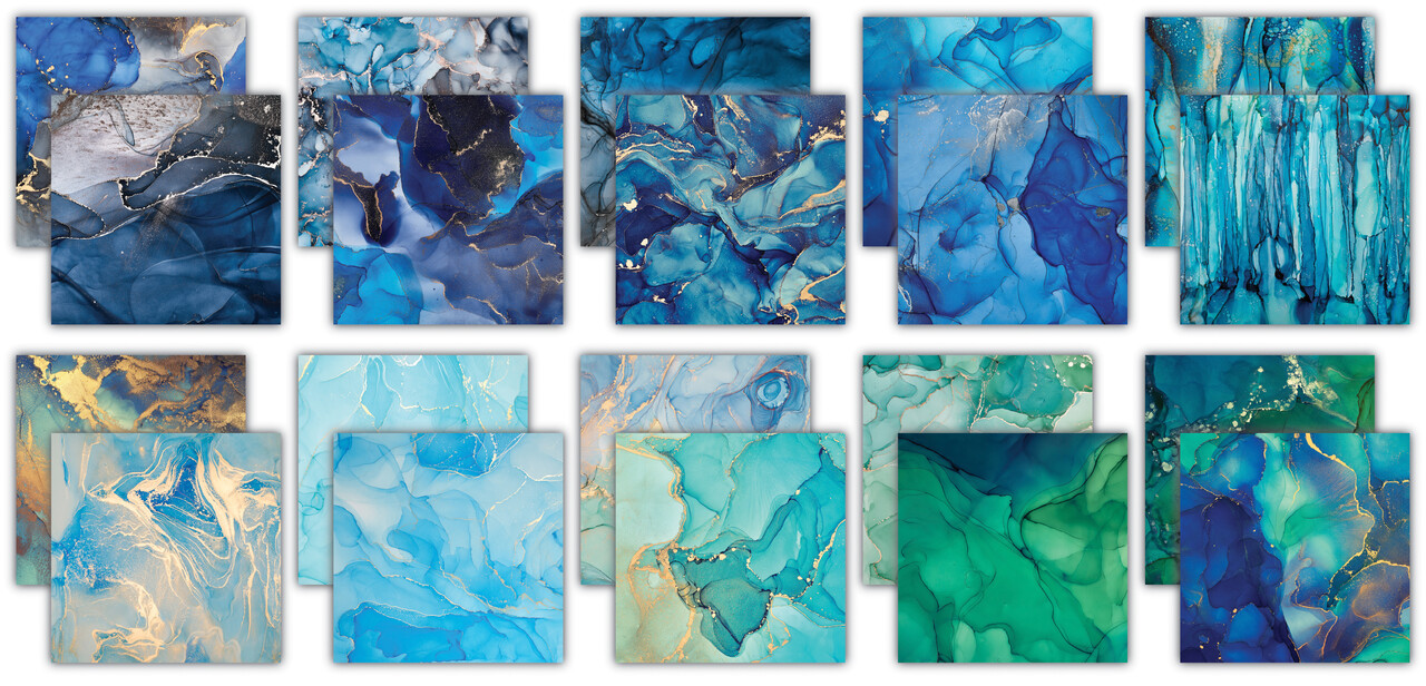 Craft Consortium PRE-ORDER Essential Craft Papers 6x6 Inch Paper Pad Ink Drops Ocean 2 (CCEPAD041B)