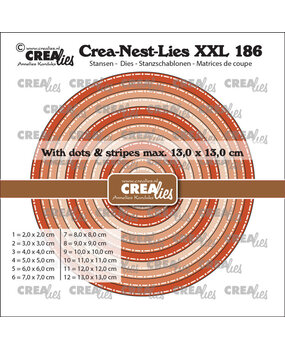 Crealies PRE-ORDER Nest Dies Cirkels met Stippen en Strepen (CLNestXXL186)
