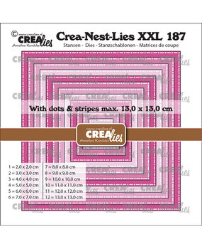 Crealies PRE-ORDER Nest Dies Vierkanten met Stippen en Strepen (CLNestXXL187)
