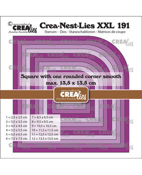 Crealies Nest Dies Vierkanten met 1 Afgeronde Hoek Glad (CLNestXXL191) Crealies Nest Dies Vierkanten met 1 Afgeronde Hoek Glad (CLNestXXL191)