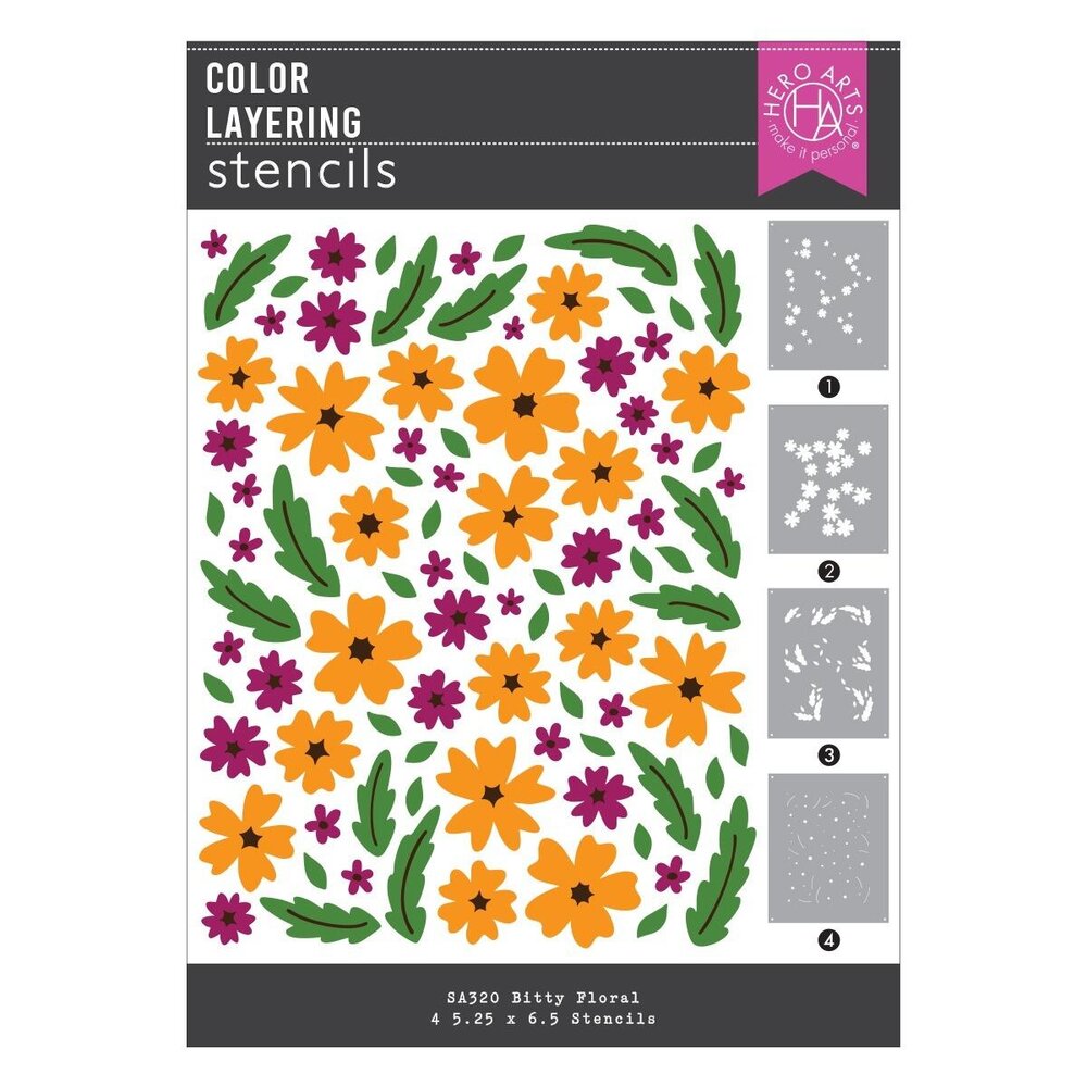 Hero Arts PRE-ORDER You've Got a Friend Layering Stencils Bitty Floral (SA320)