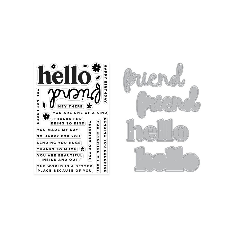 Hero Arts PRE-ORDER You've Got a Friend Stamp & Die Bundle Hello Friend (WB1186)