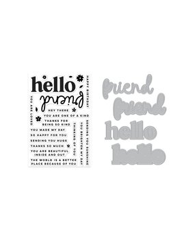 Hero Arts PRE-ORDER You've Got a Friend Stamp & Die Bundle Hello Friend (WB1186)