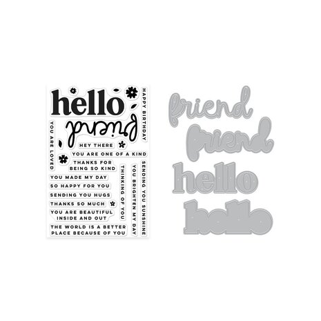 Hero Arts PRE-ORDER You've Got a Friend Stamp & Die Bundle Hello Friend (WB1186)