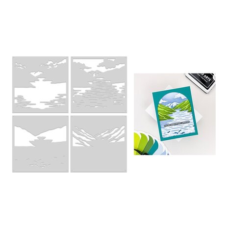 Hero Arts PRE-ORDER Don't Stop Believing Stencil Set Lake of Legends (SA324)