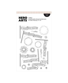Hero Arts PRE-ORDER Don't Stop Believing Clear Stamp Set Unbelievably Awesome Banners (CM847)