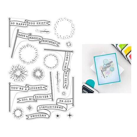 Hero Arts PRE-ORDER Don't Stop Believing Clear Stamp Set Unbelievably Awesome Banners (CM847)