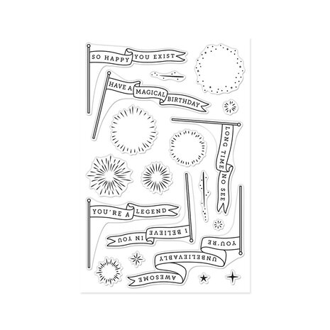 Hero Arts PRE-ORDER Don't Stop Believing Clear Stamp Set Unbelievably Awesome Banners (CM847)