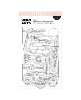 Hero Arts PRE-ORDER Don't Stop Believing Stamp & Die Unbelievably Awesome Banners (DC349)