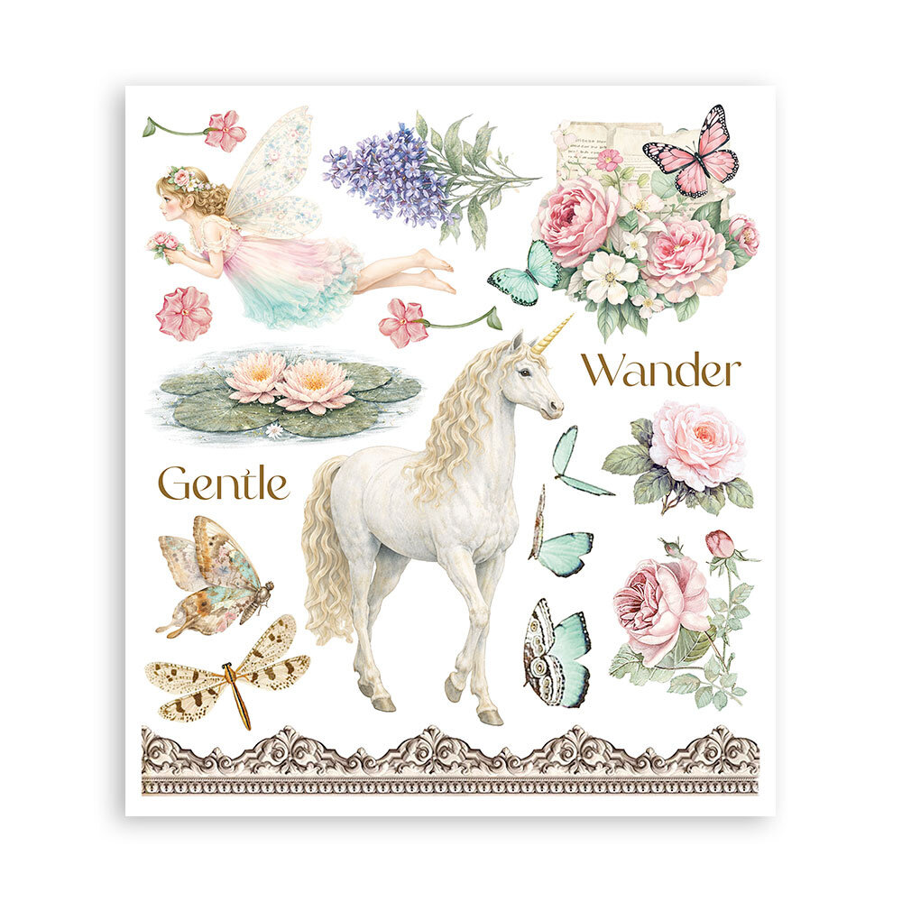 Stamperia Wonderland 8x8 Inch Rub-On Assortment (DFLRBXG08)