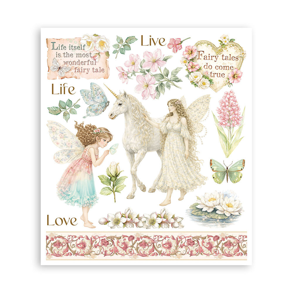 Stamperia Wonderland 8x8 Inch Rub-On Assortment (DFLRBXG08)