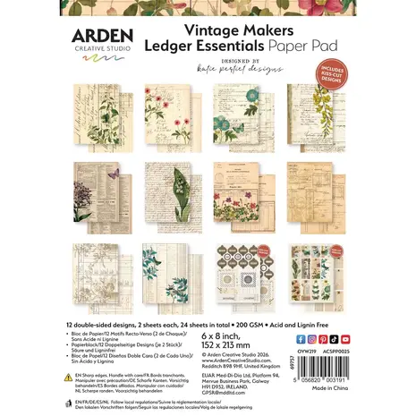 Arden Creative Studio PRE-ORDER Vintage Makers 6x8 Inch Paper Pad (ACSPP0025)