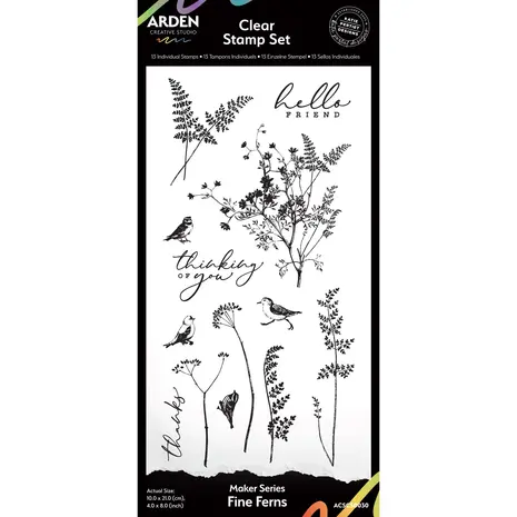 Arden Creative Studio PRE-ORDER Garden Chronicles Fine Ferns 4x8 Inch Clear Stamp Set (ACSCS0030) Arden Creative Studio PRE-ORDER Garden Chronicles Fine Ferns 4x8 Inch Clear Stamp Set (ACSCS0030)