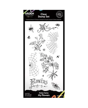 Arden Creative Studio Garden Chronicles My Flowers 4x8 Inch Clear Stamp Set (ACSCS0029)