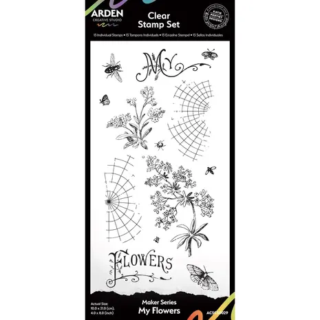 Arden Creative Studio PRE-ORDER Garden Chronicles My Flowers 4x8 Inch Clear Stamp Set (ACSCS0029)