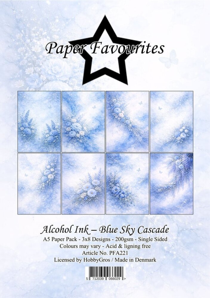 Paper Favourites Alcohol Ink Blue Sky Cascade A5 Paper Pack (PFA221)