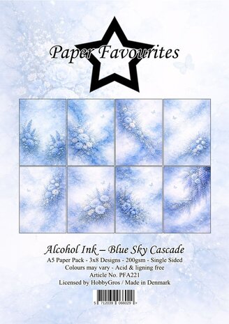 Paper Favourites Alcohol Ink Blue Sky Cascade A5 Paper Pack (PFA221)