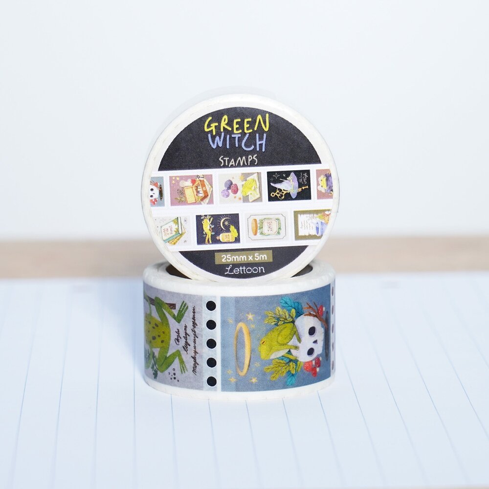 Lettoon Green Witch Stamps Washi Tape 25mm