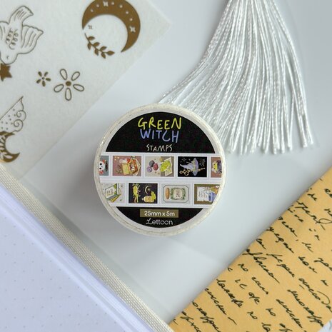 Lettoon Green Witch Stamps Washi Tape 25mm
