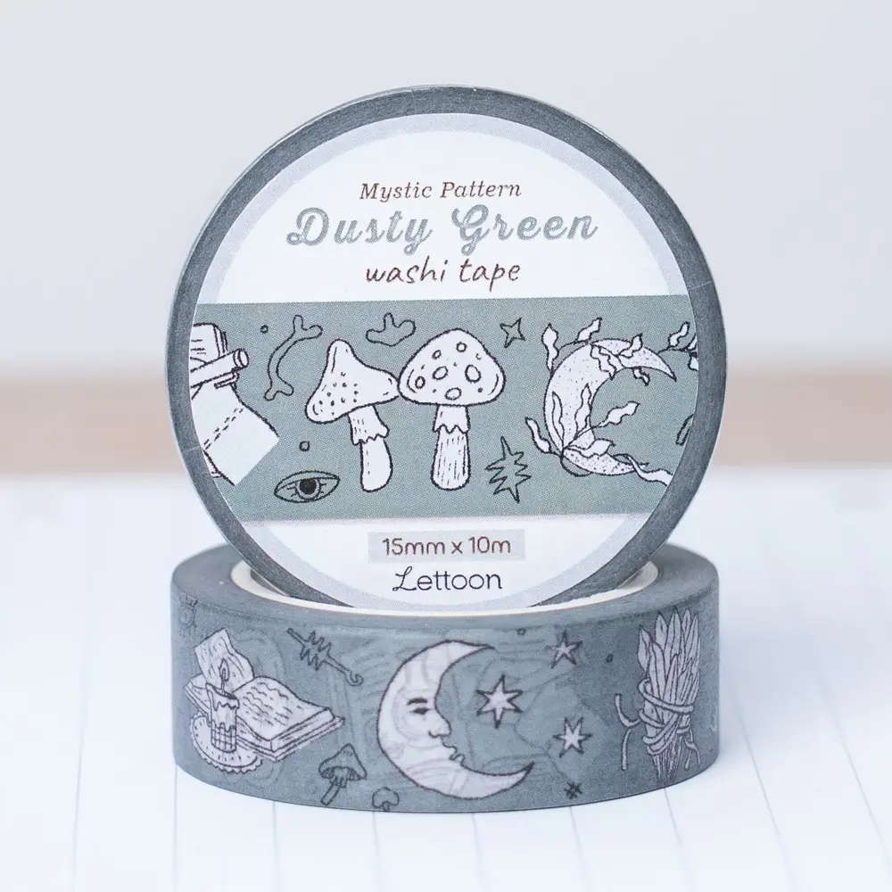 Lettoon Dusty Green Washi Tape 15mm