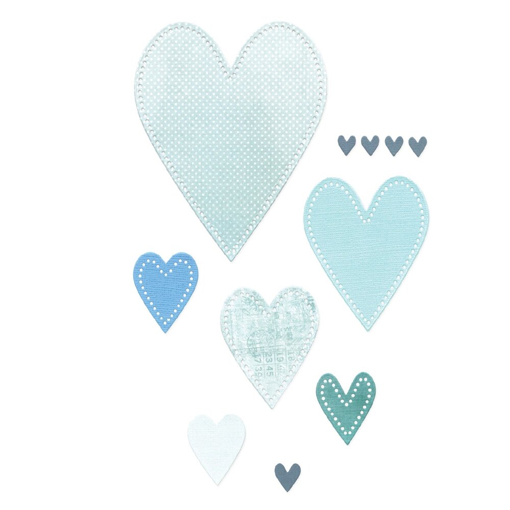 Sizzix PRE-ORDER Eileen Hull Framelits Die Set Stitched Hearts (666813)