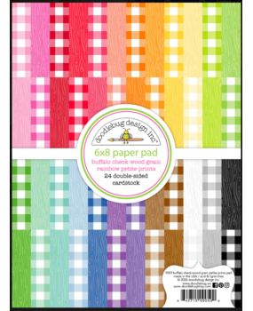 Doodlebug Design Inc. PRE-ORDER Buffalo Check-Wood Grain Rainbow 6x8 Inch Petite Prints Paper Pad (9059)