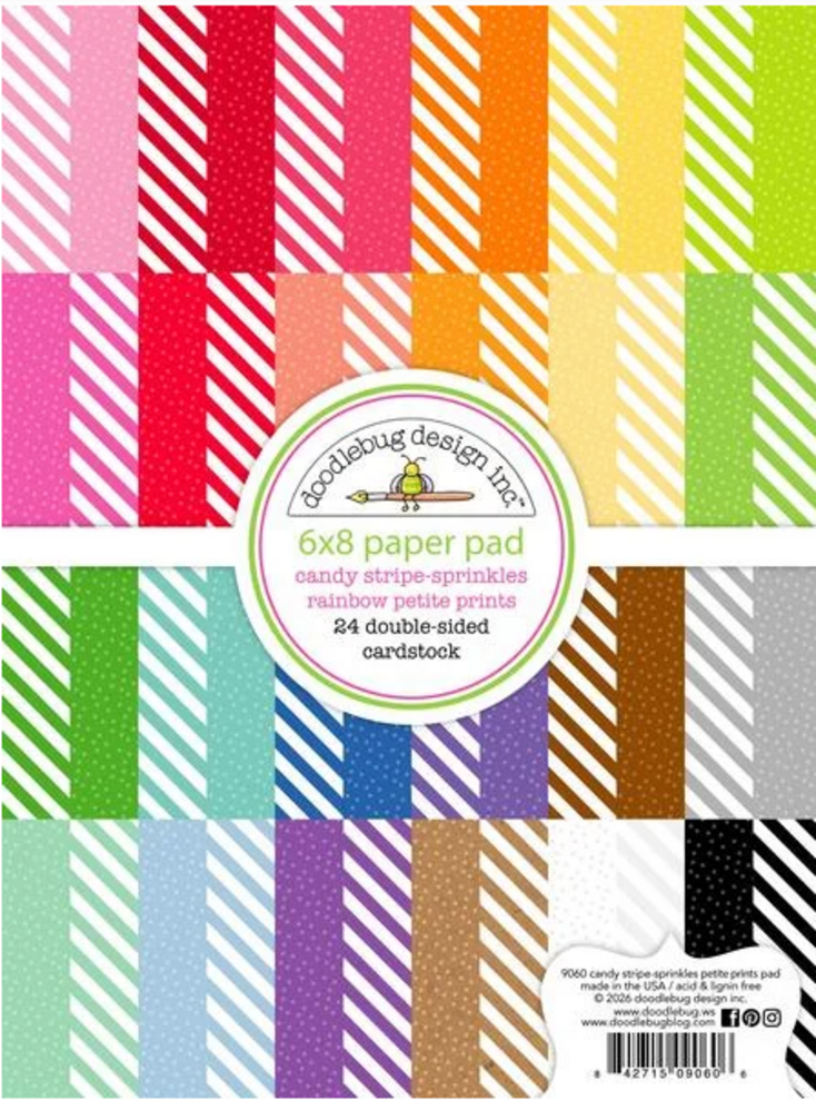 Doodlebug Design Inc. Candy Stripe-Sprinkles Rainbow 6x8 Inch Petite Prints Paper Pad (9060) Doodlebug Design Inc. Candy Stripe-Sprinkles Rainbow 6x8 Inch Petite Prints Paper Pad (9060)
