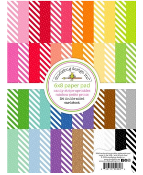 Doodlebug Design Inc. PRE-ORDER Candy Stripe-Sprinkles Rainbow 6x8 Inch Petite Prints Paper Pad (9060)