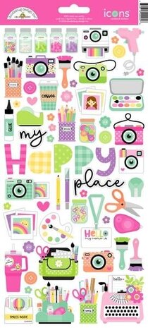 Doodlebug Design Inc. Color Me Crafty Icons Stickers (9095)
