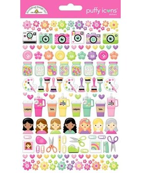Doodlebug Design Inc. PRE-ORDER Color Me Crafty Puffy Icons Stickers (9077)
